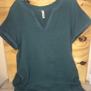 LEXBROWN  tunic mini dress size large  color green